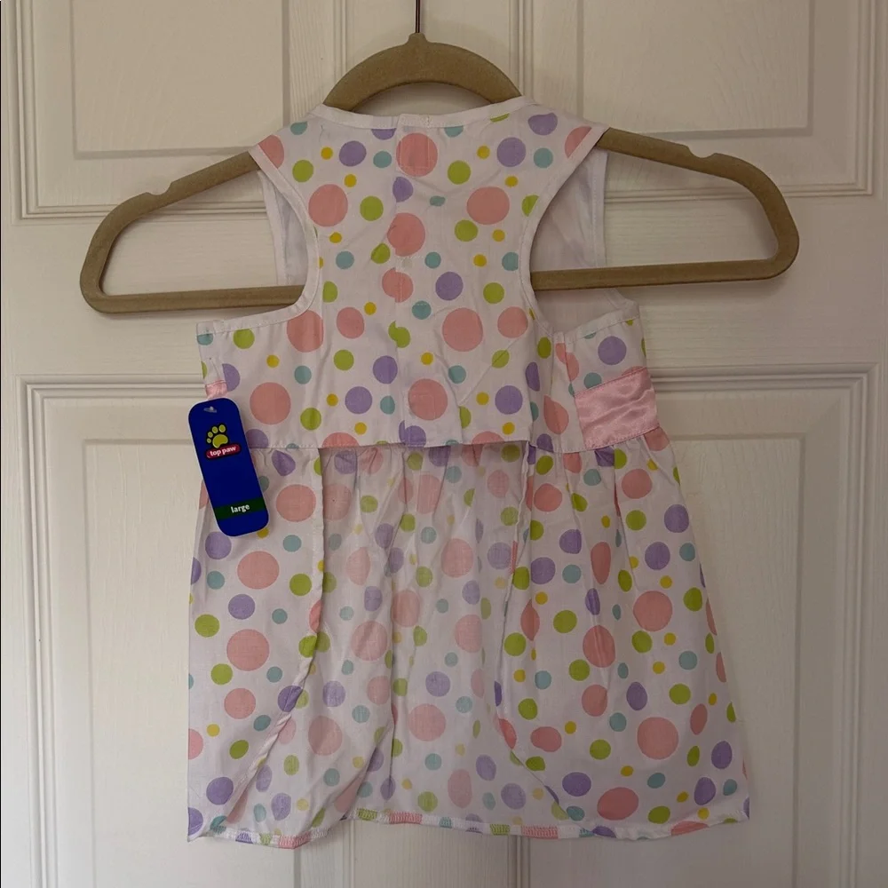 Top Paw Polka Dot Dog Dress - Pink, Purple, Green, White - Large